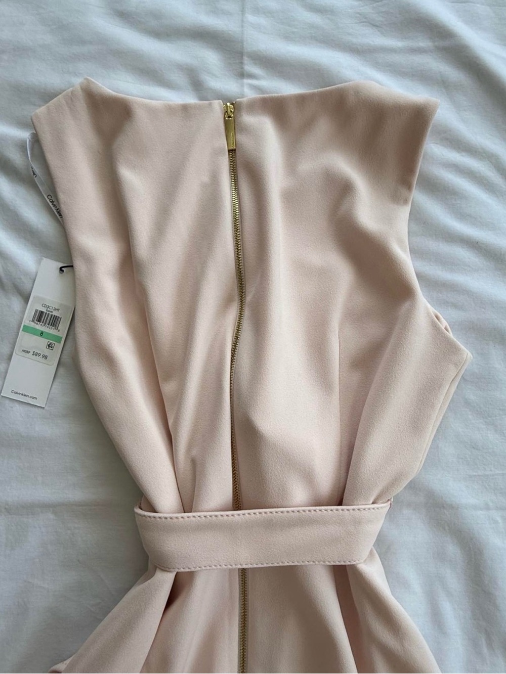 Calvin Klein Pale Blush High-Low Ruffle Wrap Dress - Picture 5 of 6